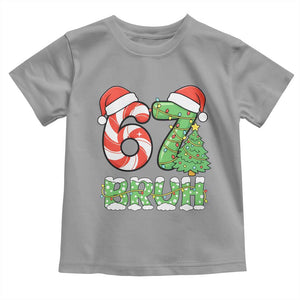 Funny 67 Bruh Christmas Toddler T Shirt Candy Cane and Xmas Tree Six Seven Meme Holiday Lights TS02 Sport Gray Print Your Wear