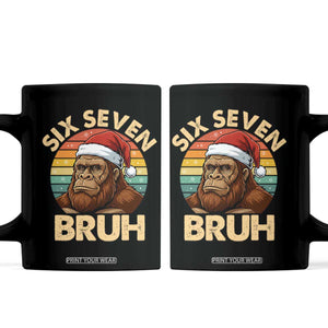 Six Seven Bruh Meme Christmas Bigfoot Coffee Mug 67 Sasquatch Santa Retro Holiday TS02 Black Print Your Wear