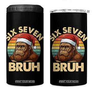 Six Seven Bruh Meme Christmas Bigfoot 4 in 1 Can Cooler Tumbler 67 Sasquatch Santa Retro Holiday TS02 One Size: 16 oz Black Print Your Wear