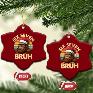 Six Seven Bruh Meme Christmas Bigfoot Ceramic Ornament 67 Sasquatch Santa Retro Holiday TS02 Print Your Wear