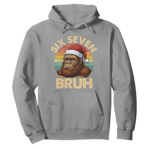 Six Seven Bruh Meme Christmas Bigfoot Hoodie 67 Sasquatch Santa Retro Holiday TS02 Sport Gray Print Your Wear