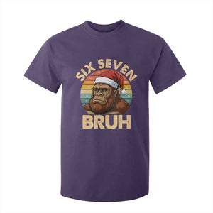 Six Seven Bruh Meme Christmas Bigfoot T Shirt For Kid 67 Sasquatch Santa Retro Holiday TS02 Purple Print Your Wear
