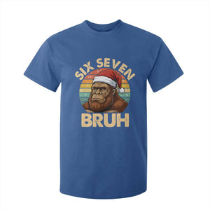 Six Seven Bruh Meme Christmas Bigfoot T Shirt For Kid 67 Sasquatch Santa Retro Holiday TS02 Royal Blue Print Your Wear