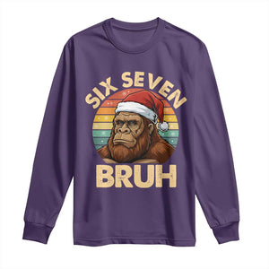 Six Seven Bruh Meme Christmas Bigfoot Long Sleeve Shirt 67 Sasquatch Santa Retro Holiday TS02 Purple Print Your Wear