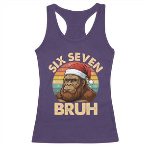 Six Seven Bruh Meme Christmas Bigfoot Racerback Tank Top 67 Sasquatch Santa Retro Holiday TS02 Purple Print Your Wear