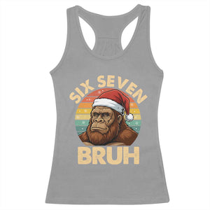 Six Seven Bruh Meme Christmas Bigfoot Racerback Tank Top 67 Sasquatch Santa Retro Holiday TS02 Sport Gray Print Your Wear