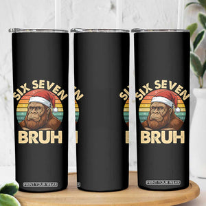 Six Seven Bruh Meme Christmas Bigfoot Skinny Tumbler 67 Sasquatch Santa Retro Holiday TS02 Print Your Wear