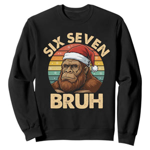Six Seven Bruh Meme Christmas Bigfoot Sweatshirt 67 Sasquatch Santa Retro Holiday TS02 Black Print Your Wear