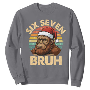 Six Seven Bruh Meme Christmas Bigfoot Sweatshirt 67 Sasquatch Santa Retro Holiday TS02 Charcoal Print Your Wear