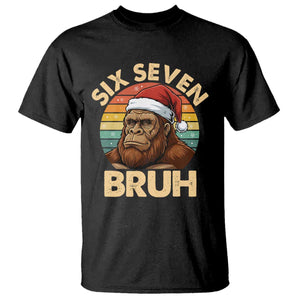 Six Seven Bruh Meme Christmas Bigfoot T Shirt 67 Sasquatch Santa Retro Holiday TS02 Black Print Your Wear