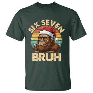 Six Seven Bruh Meme Christmas Bigfoot T Shirt 67 Sasquatch Santa Retro Holiday TS02 Dark Forest Green Print Your Wear