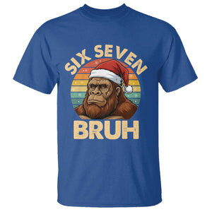 Six Seven Bruh Meme Christmas Bigfoot T Shirt 67 Sasquatch Santa Retro Holiday TS02 Royal Blue Print Your Wear
