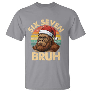 Six Seven Bruh Meme Christmas Bigfoot T Shirt 67 Sasquatch Santa Retro Holiday TS02 Sport Gray Print Your Wear