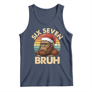 Six Seven Bruh Meme Christmas Bigfoot Tank Top 67 Sasquatch Santa Retro Holiday TS02 Navy Print Your Wear