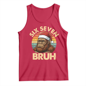 Six Seven Bruh Meme Christmas Bigfoot Tank Top 67 Sasquatch Santa Retro Holiday TS02 Red Print Your Wear