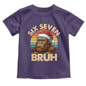 Six Seven Bruh Meme Christmas Bigfoot Toddler T Shirt 67 Sasquatch Santa Retro Holiday TS02 Purple Print Your Wear