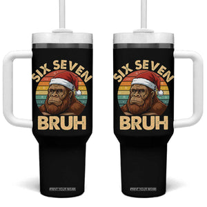 Six Seven Bruh Meme Christmas Bigfoot Tumbler With Handle 67 Sasquatch Santa Retro Holiday TS02 One Size: 40 oz Black Print Your Wear
