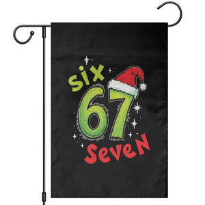 Six Seven Christmas Meme Garden Flag Funny Green Grinchy 6 7 with Santa Hat TS02 Black Print Your Wear