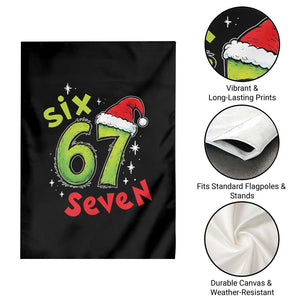 Six Seven Christmas Meme Garden Flag Funny Green Grinchy 6 7 with Santa Hat TS02 Print Your Wear
