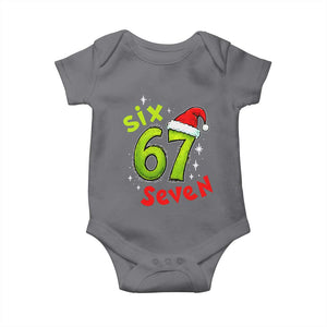 Six Seven Christmas Meme Baby Onesie Funny Green Grinchy 6 7 with Santa Hat TS02 Charcoal Print Your Wear