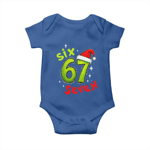 Six Seven Christmas Meme Baby Onesie Funny Green Grinchy 6 7 with Santa Hat TS02 Royal Blue Print Your Wear