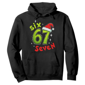Six Seven Christmas Meme Hoodie Funny Green Grinchy 6 7 with Santa Hat TS02 Black Print Your Wear