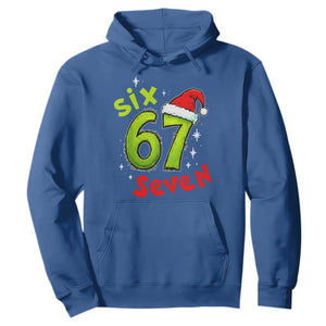Six Seven Christmas Meme Hoodie Funny Green Grinchy 6 7 with Santa Hat TS02 Royal Blue Print Your Wear