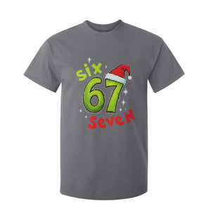Six Seven Christmas Meme T Shirt For Kid Funny Green Grinchy 6 7 with Santa Hat TS02 Charcoal Print Your Wear