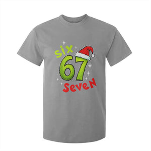 Six Seven Christmas Meme T Shirt For Kid Funny Green Grinchy 6 7 with Santa Hat TS02 Sport Gray Print Your Wear