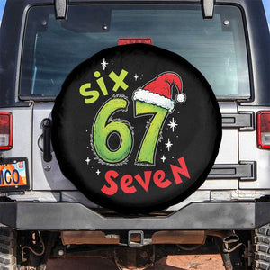 Six Seven Christmas Meme Spare Tire Cover Funny Green Grinchy 6 7 with Santa Hat TS02 No hole Black Print Your Wear