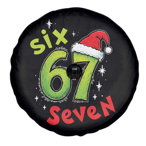 Six Seven Christmas Meme Spare Tire Cover Funny Green Grinchy 6 7 with Santa Hat TS02 Print Your Wear