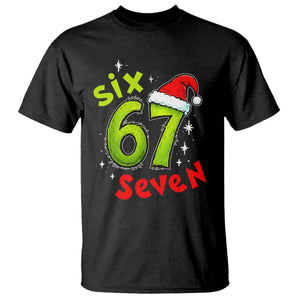 Six Seven Christmas Meme T Shirt Funny Green Grinchy 6 7 with Santa Hat TS02 Black Print Your Wear