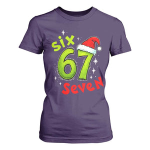 Six Seven Christmas Meme T Shirt For Women Funny Green Grinchy 6 7 with Santa Hat TS02 Purple Print Your Wear