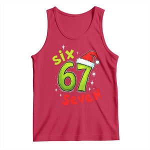 Six Seven Christmas Meme Tank Top Funny Green Grinchy 6 7 with Santa Hat TS02 Red Print Your Wear