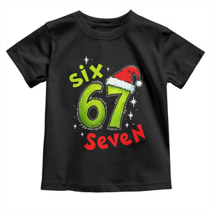 Six Seven Christmas Meme Toddler T Shirt Funny Green Grinchy 6 7 with Santa Hat TS02 Black Print Your Wear