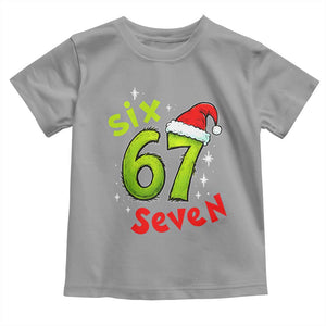 Six Seven Christmas Meme Toddler T Shirt Funny Green Grinchy 6 7 with Santa Hat TS02 Sport Gray Print Your Wear