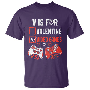 Gamer Valentines Day T Shirt V Is For Video Games Gaming Funny Anti Valentines TS02 Purple Printyourwear