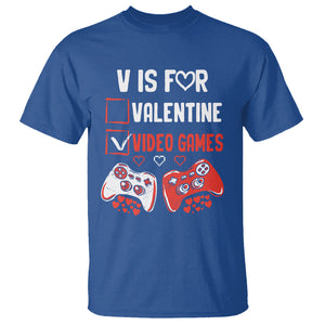 Gamer Valentines Day T Shirt V Is For Video Games Gaming Funny Anti Valentines TS02 Royal Blue Printyourwear
