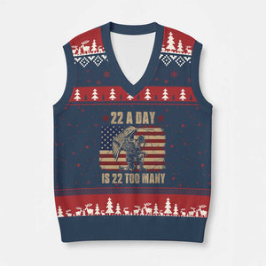American Veteran V-Neck Knit Sweater Vest 22 A Day Is 22 Too Many Veteran Lives Matter TS02 Navy Red Print Your Wear