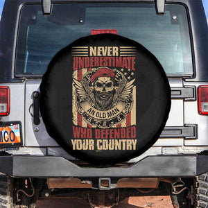 American Veteran Spare Tire Cover Never Underestimate An Old Man Who Defended Your Country TS02 No hole Black Print Your Wear