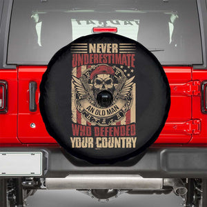 American Veteran Spare Tire Cover Never Underestimate An Old Man Who Defended Your Country TS02 Black Print Your Wear