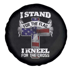 Patriotic Christian Spare Tire Cover I Stand For The Flag I Kneel For The Cross God American Flag Dog Tag TS02 Print Your Wear