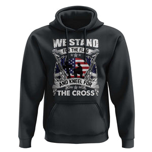 Patriotic Christian Hoodie We Stand For The Flag And Kneel For The Cross Faith American Flag TS02 Black Print Your Wear