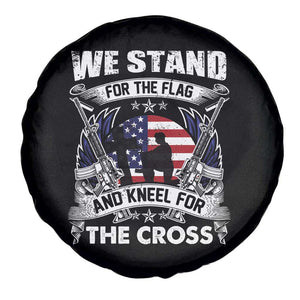 Patriotic Christian Spare Tire Cover We Stand For The Flag And Kneel For The Cross Faith American Flag TS02 Print Your Wear