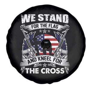 Patriotic Christian Spare Tire Cover We Stand For The Flag And Kneel For The Cross Faith American Flag TS02 Print Your Wear