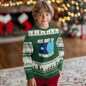 Ice Out Of Minnesota Ugly Christmas Sweater State Flag Minneapolis Justice and Resistance TS02 Forest Green Beige Print Your Wear