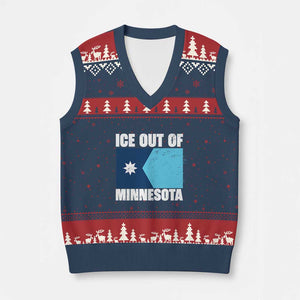 Ice Out Of Minnesota V-Neck Knit Sweater Vest State Flag Minneapolis Justice and Resistance TS02 Navy Red Print Your Wear