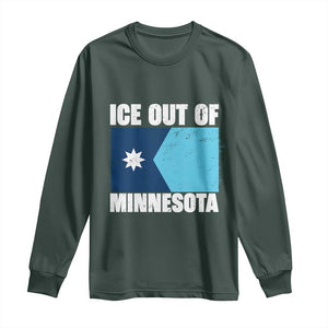 Ice Out Of Minnesota Long Sleeve Shirt - State Flag Minneapolis Justice and Resistance Tee TS02 Dark Forest Green Print Your Wear