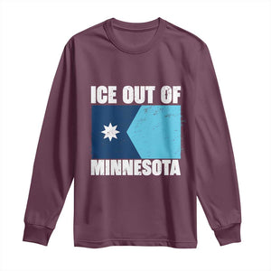 Ice Out Of Minnesota Long Sleeve Shirt - State Flag Minneapolis Justice and Resistance Tee TS02 Maroon Print Your Wear