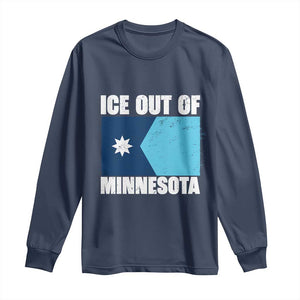 Ice Out Of Minnesota Long Sleeve Shirt - State Flag Minneapolis Justice and Resistance Tee TS02 Navy Print Your Wear